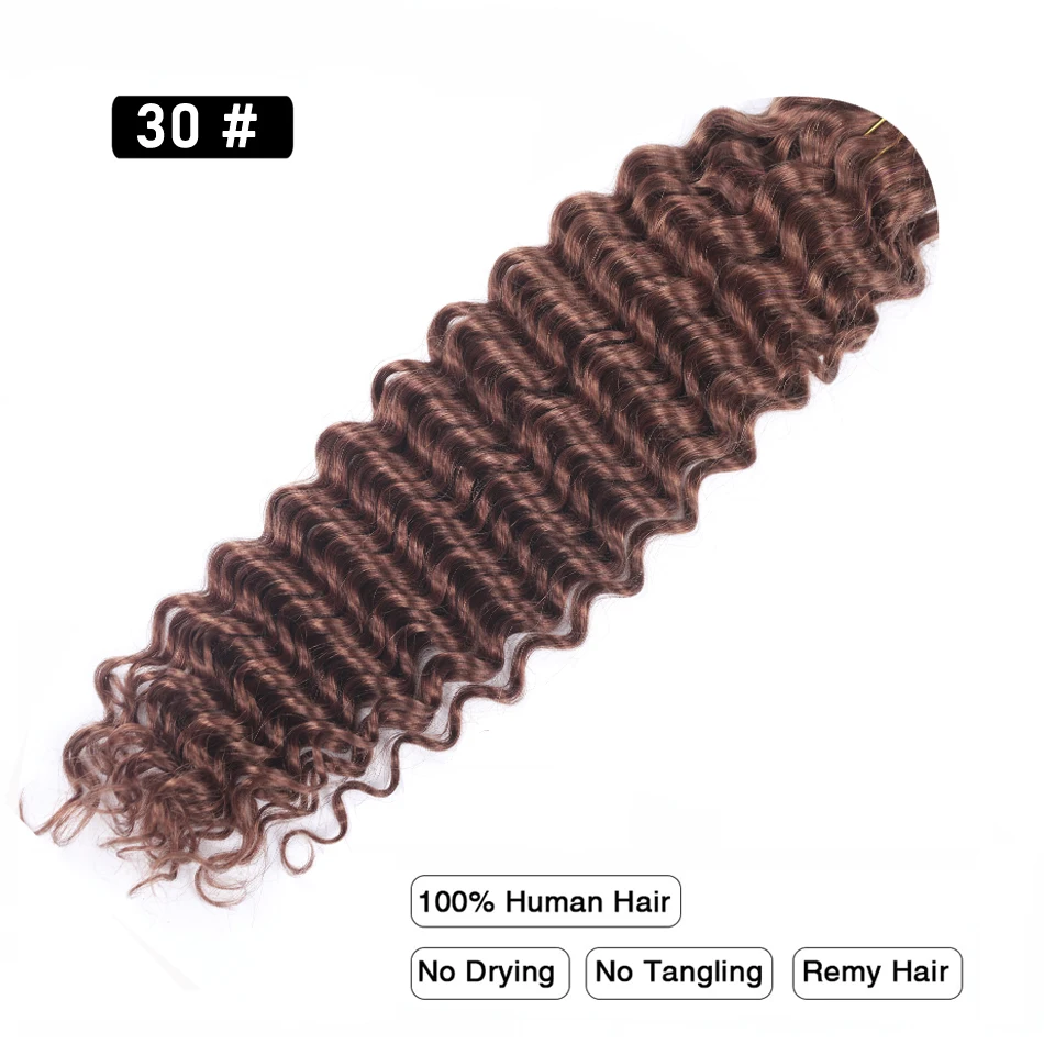 Voorgekleurd Diep Golf Bulk Vlechten Echt haar Geen inslag Remy Bulk Echt haar 14 tot 28 inch Bulk haarverlenging Gehaakte vlechten