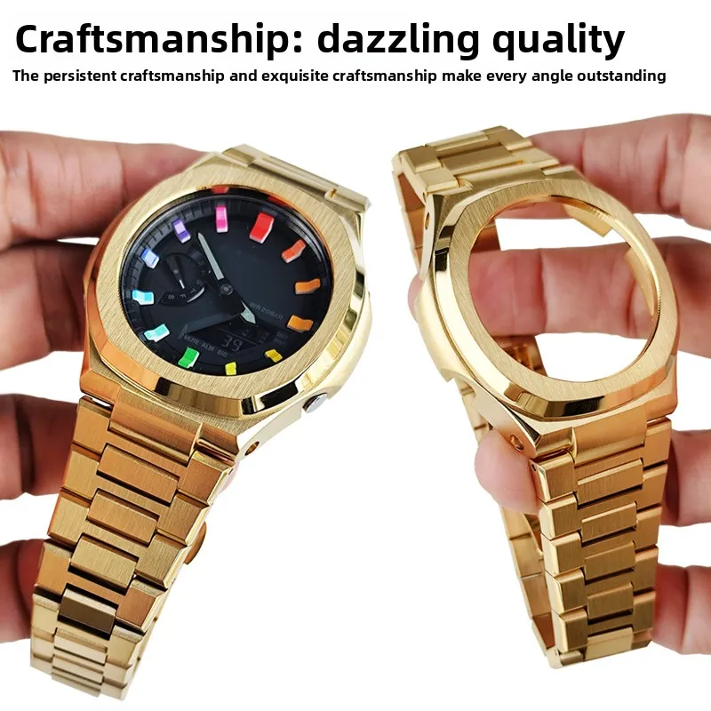 Para casio G-SHOCK ga2100 GA-2110 ga b2100 relógio mod kit modificado caixa de aço inoxidável cinta masculino pulseira de metal pulseira de pulso