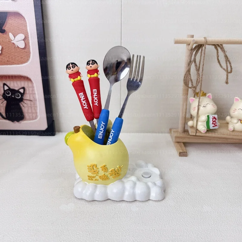 Anime Crayon Shin-Chan Fork And Spoon Set Cartoon Figure Durable Stainless Steel Portable Travel Cutlery Birthday Christmas Gift image 6