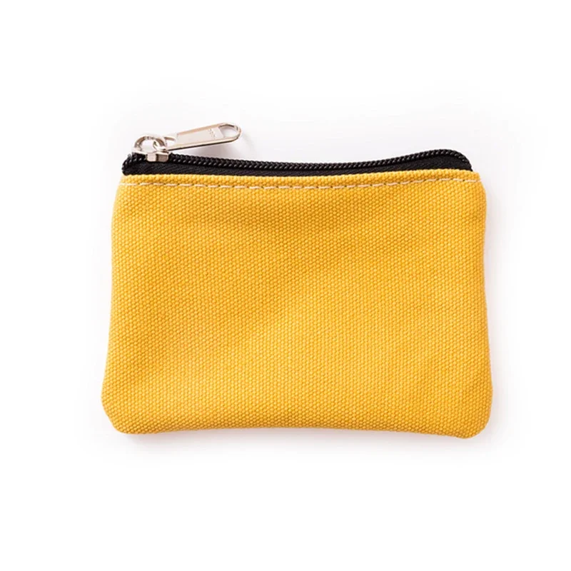 Plain Canvas Cotton Bag Pure Zipper Coin Key Bag Money Pocket Women Men Hand-held Coin Purse Small Wallet Kid