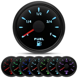 7-color Backlight 12V 24V Universal Waterproof 52mm Fuel Level Gauge 0-190ohm 240-33ohm Fuel Level Meter For Marine Boat Car