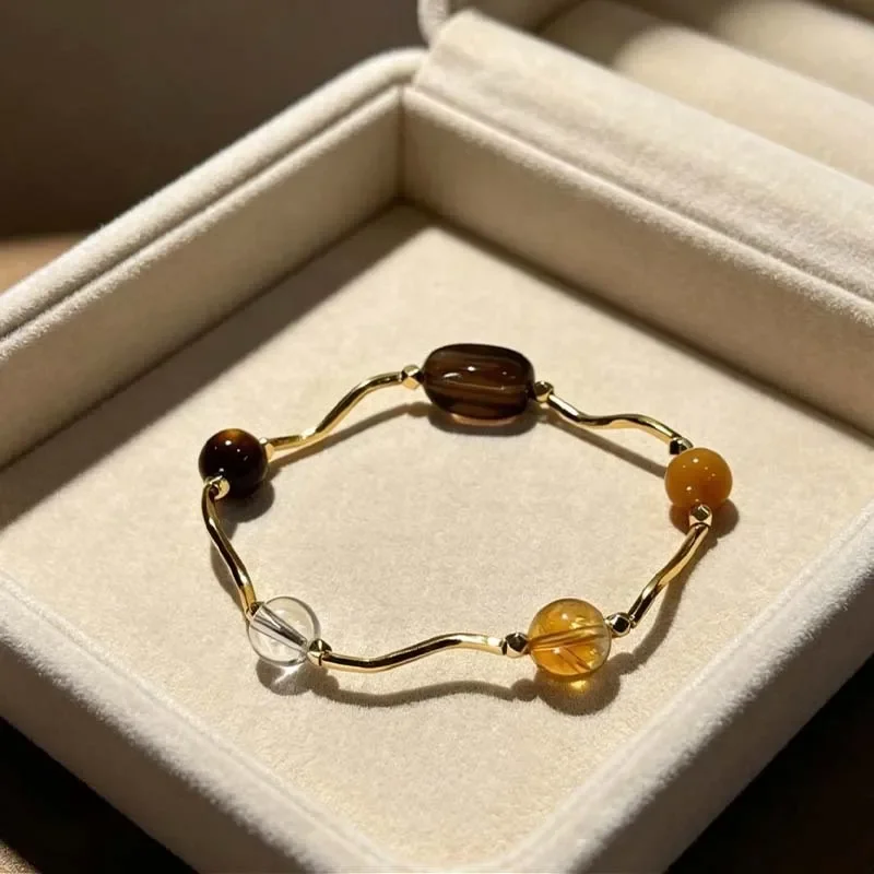 [Saturn] 10mm Yellow Tiger Eye Black Gold Super Seven Yellow Tower Crystal Duobao Bracelet Female Natural Tea Crystal