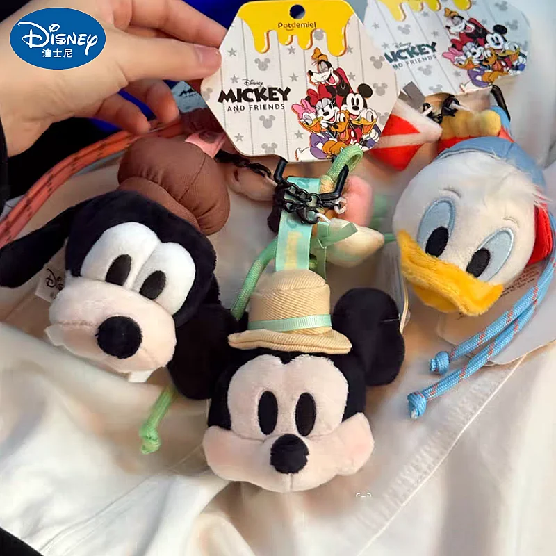 ميكي آند جوفي أفخم سلاسل المفاتيح لطيف الكرتون محشوة اللعب المنسوجة حبل حقيبة قلادة البطة حلقة رئيسية هدايا لجميع الأعمار