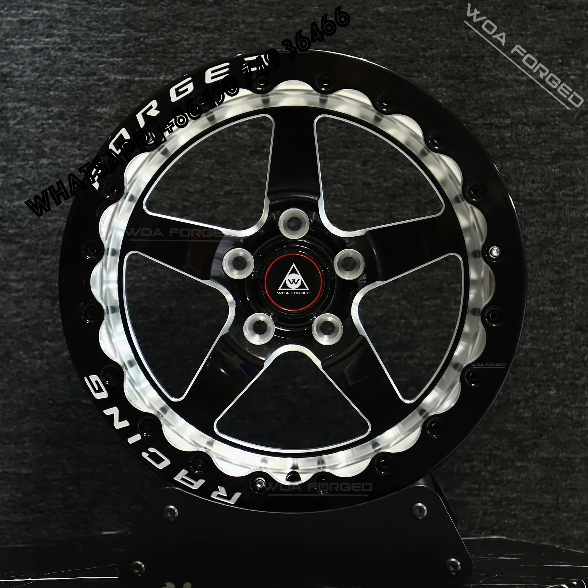 

Customized 6061T6 Black Aluminum Drag Racing Wheel 5x4.75/5x4.5/17x11/17x10/5x112 Beadlock Forged for Mustang Passenger Car