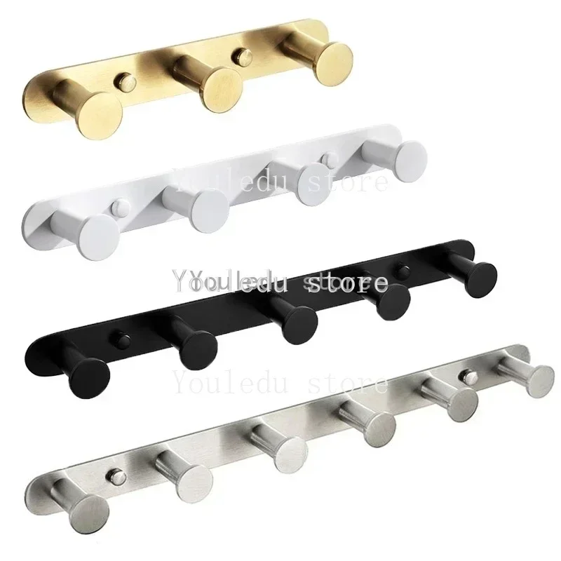 Brushed Gold/White/Matte Black Stainless Steel Hooks Bathroom Accessories Wall Mounted Round Robe Hook 3-6Hooks