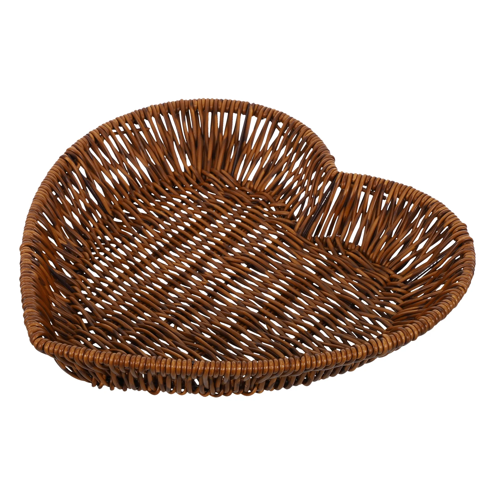 

Imitation Rattan Woven Heart-Shaped Storage Basket Multi-Purpose Handwoven Rattan Basket For Fruits Vegetables And Cosmetics