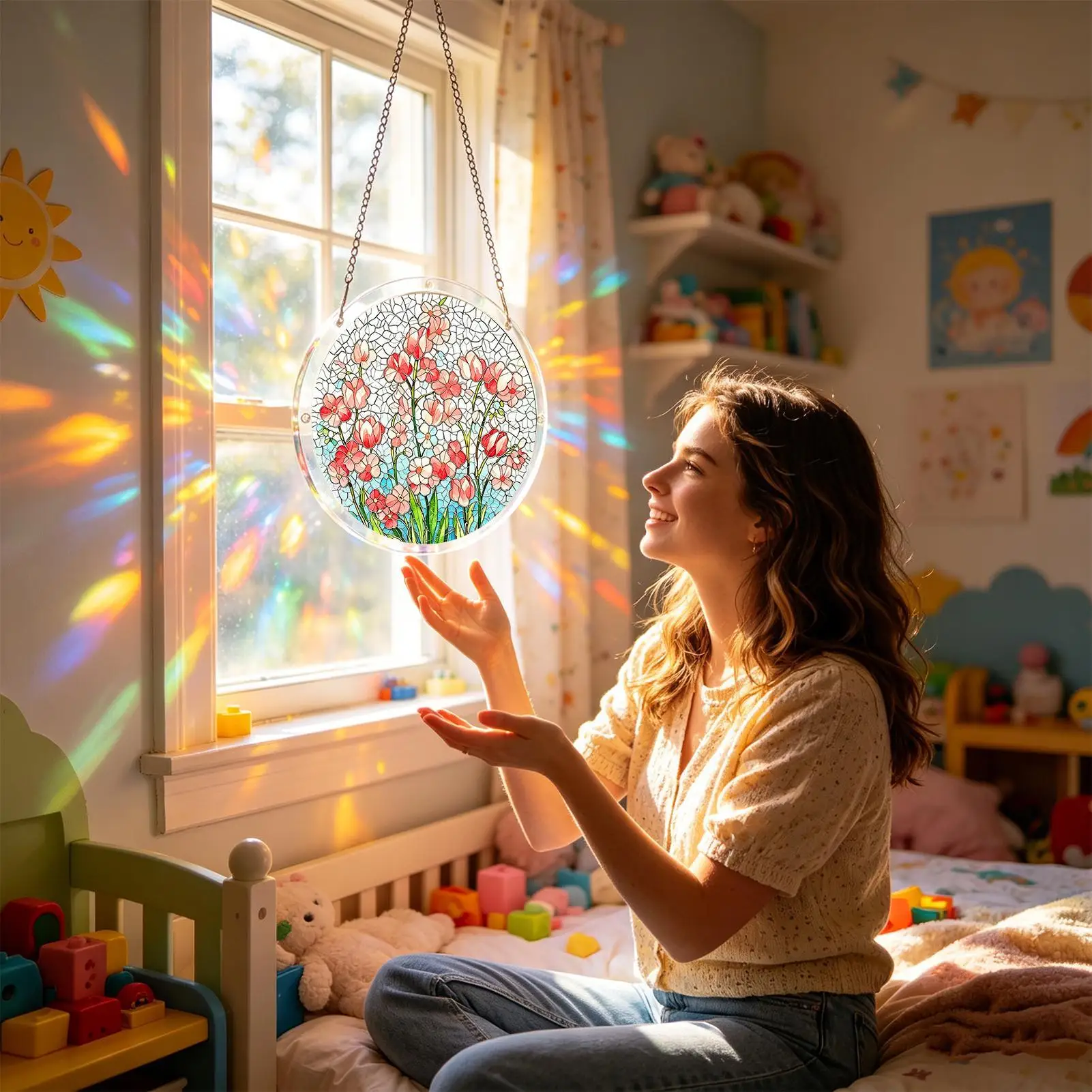 Garden Suncatcher 2D Flat Colorful Decorative Home Decor Acrylic Sun Catcher Window Decor For Outdoor Garden Backyard Tree Home