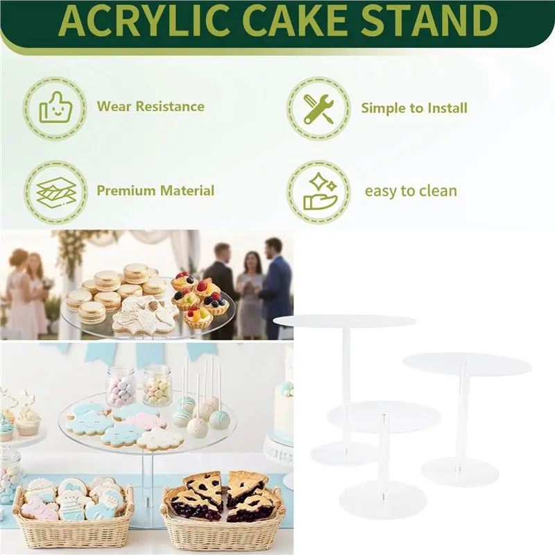 Y51A-Acrylic Cake Stand,Clear Cake Stand Round Tall Cake Stand For Dessert Table Display, For Wedding, Event, Birthday Party Dur