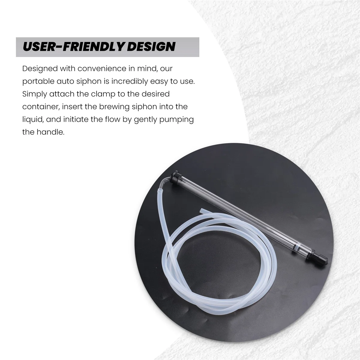 3/8In Auto Siphon with Clamp 6.5' Ft Hose Bottling Siphoning Kit with Food Grade Free Plastic Tubing for Beer GSY