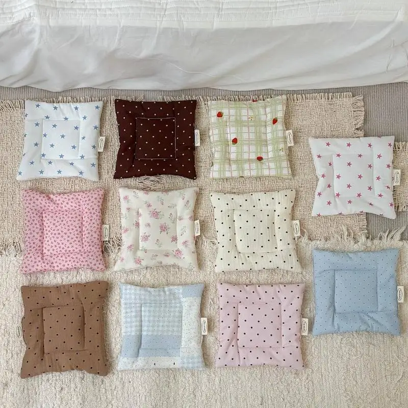 Vintage Floral Polka Dot Cotton Coasters Cream Quilted Plaid Print Cup Mat Cottagecore Table Decor Accessory