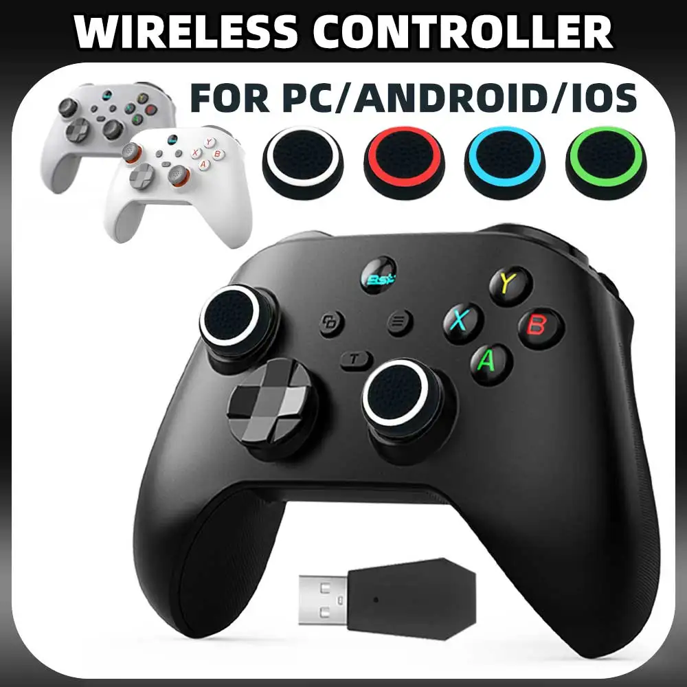 VILCORN Wireless Gamepad BT Compatible Gaming Controller For PC Steam Hall Effect Macro Joystick with Thumb Stick Grip Caps