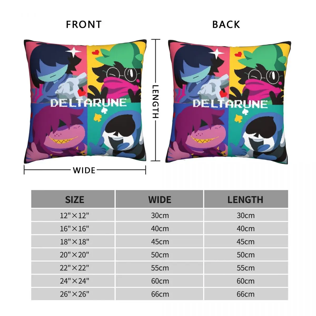 Deltarune Poster Square Pillowcase Polyester Linen Velvet Pattern Zip Decor Car Cushion Case 18