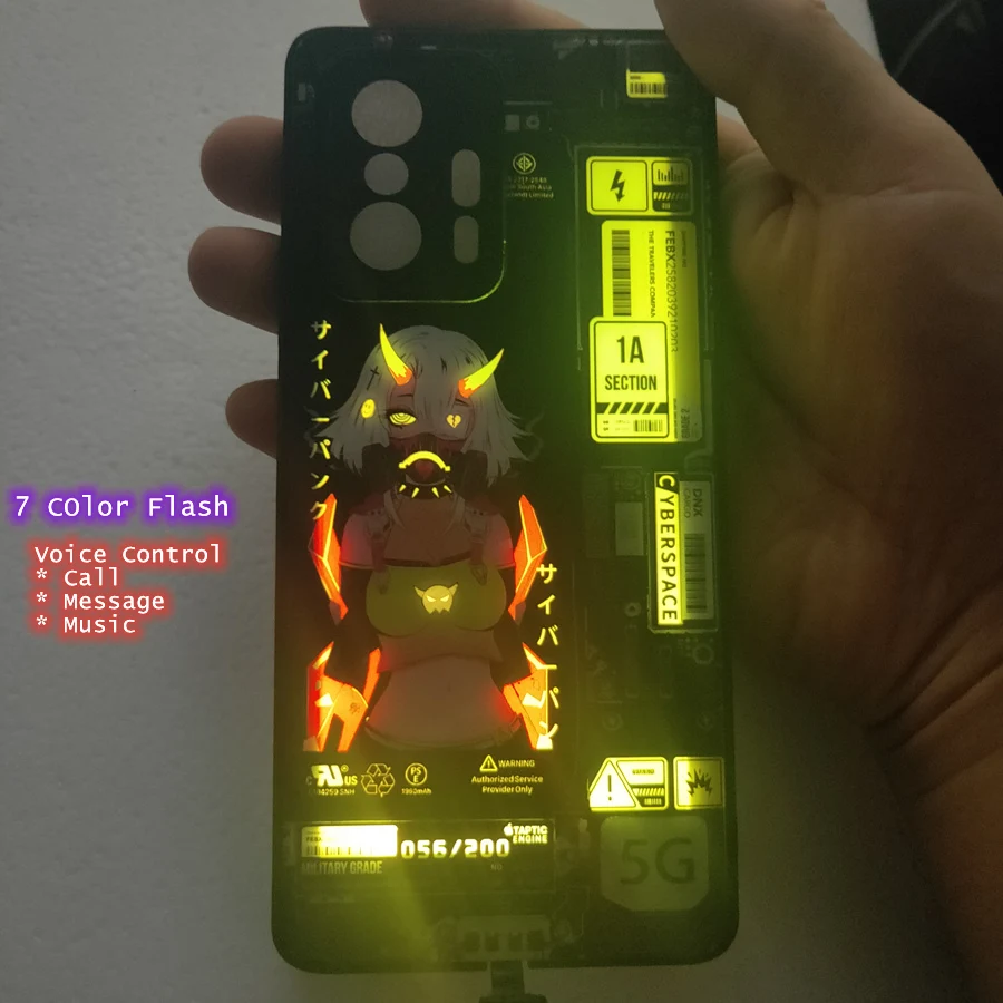 LED Flash Girl Phone Case For Huawei P40 P30 Lite P20 P50 Pro Mate 40 30 Pro Honor 50 20 Pro 9X 8X Luminous Glass Bumper Coques