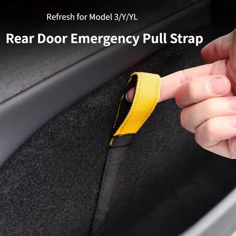 For Tesla Model Y/YL/3 Highland Rear Door Emergency Mechanical Pull Strap - Dedicated Emergency Release Handle Accessory