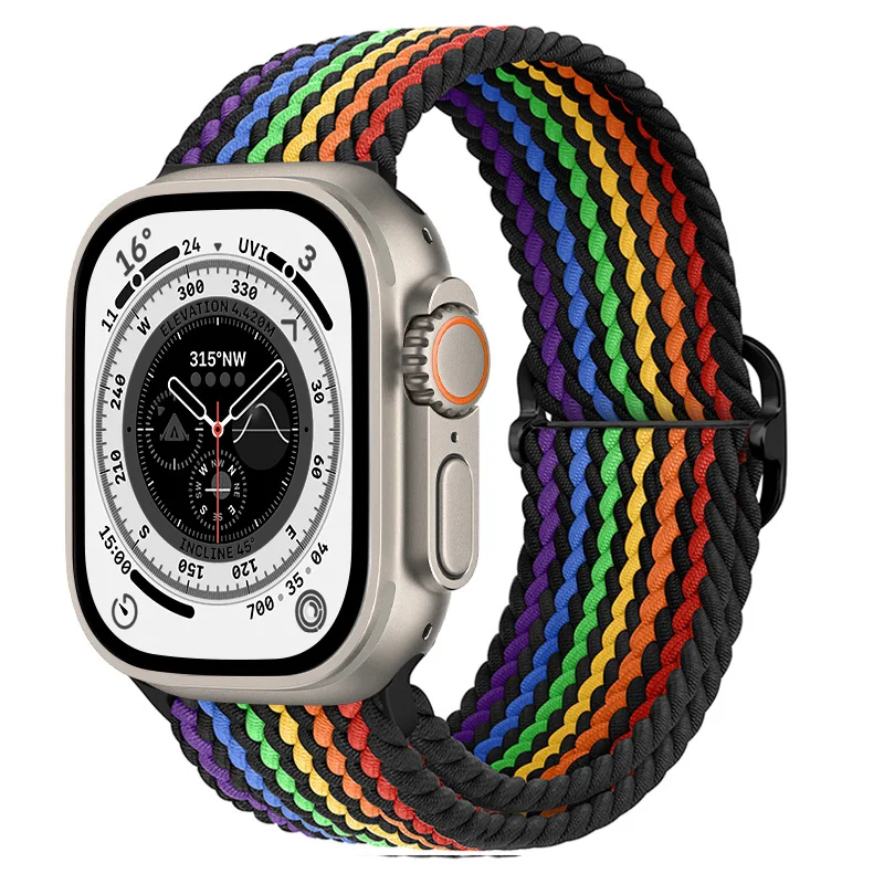 Nylon Strap For Apple watch Ultra/2 49mm 10 42mm 46mm 9 8 7 45mm 41mm Elastic braided Wristband iWatch 6 5 4 3 SE 44mm 42mm 40mm