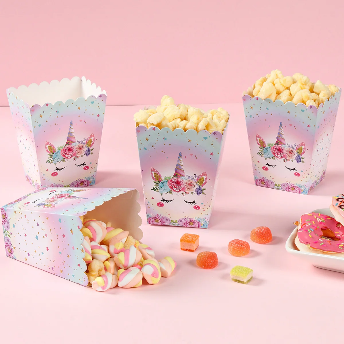 

Unicorn Popcorn Box Rainbow Unicorn Party Favor Treat Box for Unicorn Theme Birthday Party Decor Baby Shower Supplies for Girls