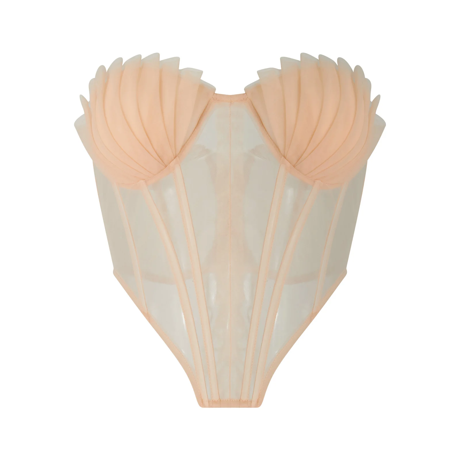 Sleeveless Shell Mesh Corset Tops Sexy Women Irregular Hem Strapless Bones Slim Vest Lace Up Corselet 2025 Summer Shaper Bustier