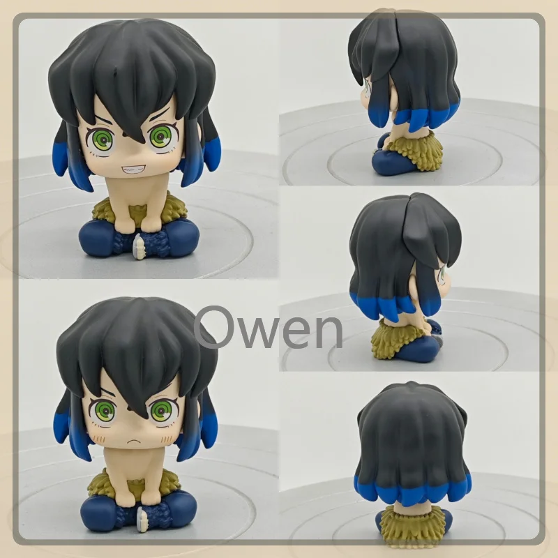 Inosuke Tanjiro Shinobu Giyu Zenitsu Muichiro Chibi Sitting Figure Demon Slayer Kimetsu No Yaiba PVC Anime Model Cute Toys Gifts view 4