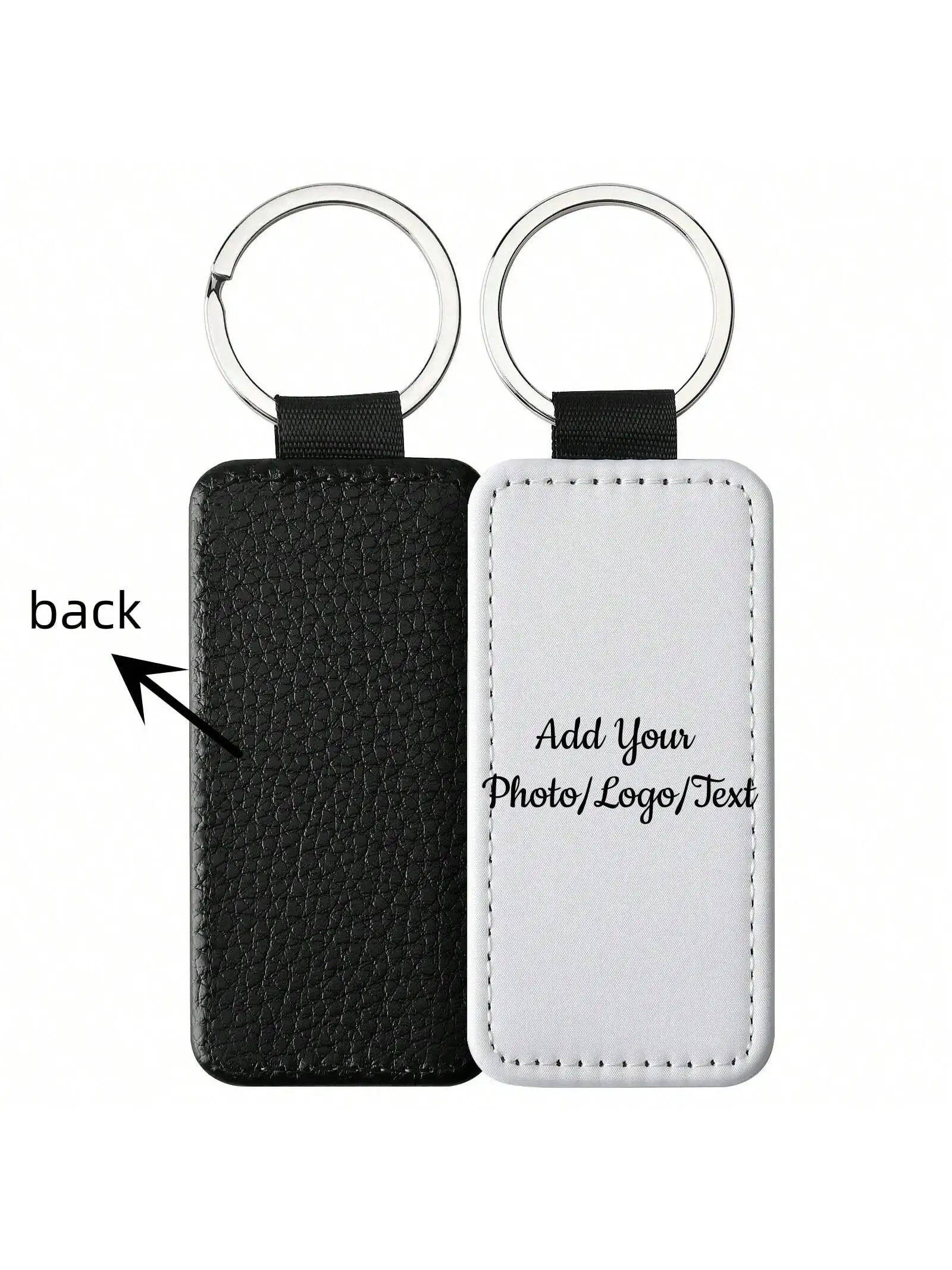Personalisierter PU-Leder Schlüsselanhänger mit Individueller Gravur, Rucksackanhänger, Dekorationen, Rechteckiger Taschenanhänger, Hochzeitsgeschenke, Familienandenken – Detail 1