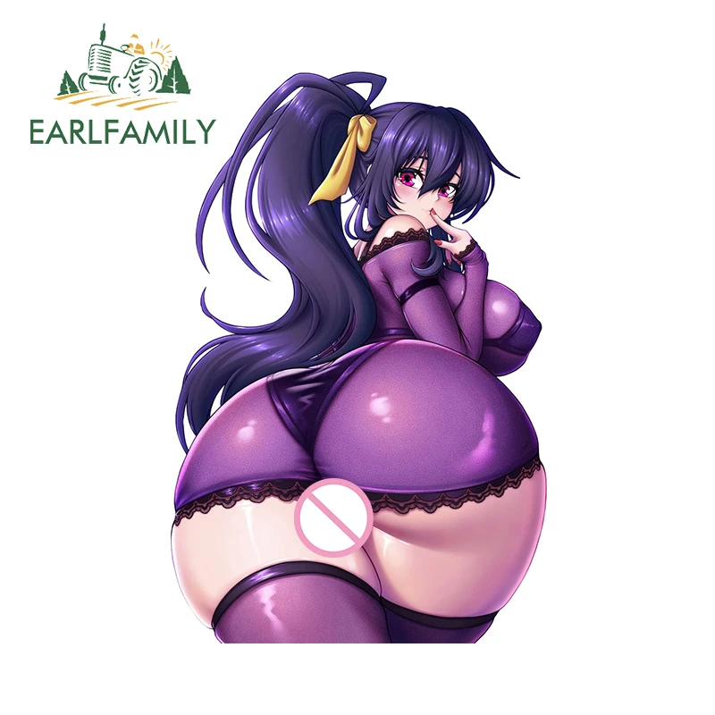 EARLFAMILY Himejima Akeno Uniform Waifu Car Stickers Hentai Female Huge Ass Vinyl Sunscreen Decals Sunscreen Bumper Decor