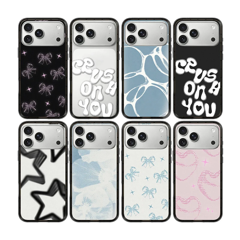 

Heart Bowknot Star Compact Acrylic Border Magnetic Phone Cover for IPhone 13 14 15 16 17 Pro Max Case for IPhone Air