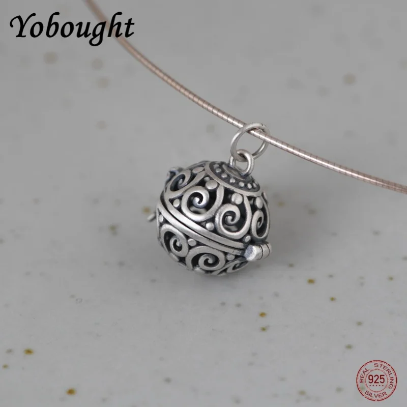 

NEW S925 Silver Retro Ruyi Hollow Necklace Pendant For Women To Open Sachet And Gawu Box