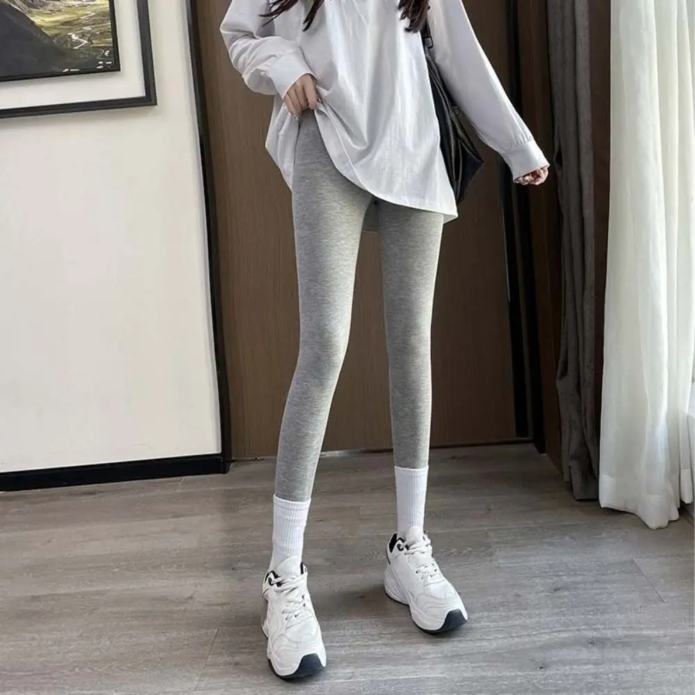 

Fashion Thin Women Leggings All Match Solid Color High Waist Yoga Pants Abdominal Tightening Trousers Jogging Capri Pants Gym