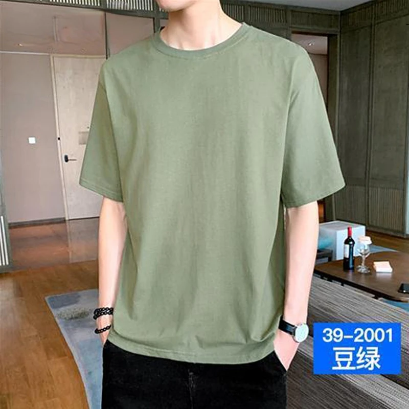 2023 New Summer Korean Fashion Intellectual Sports Chic Male Pullover Neat Capable Sven Casual T-shirt Round-neck Loose Top Men