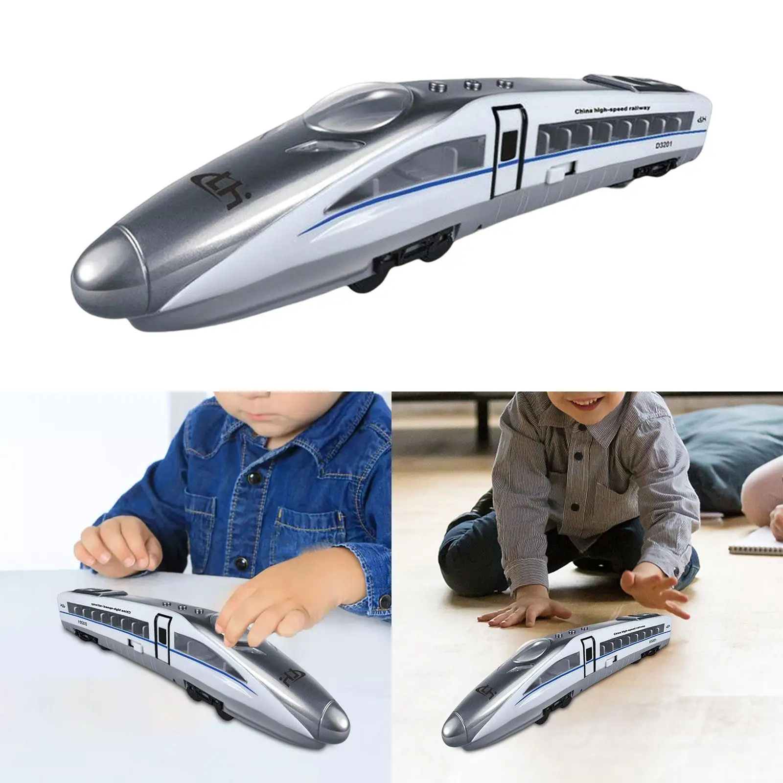 Brinquedo de trem de alta velocidade fingir jogar motor de locomotiva para presentes infantis branco