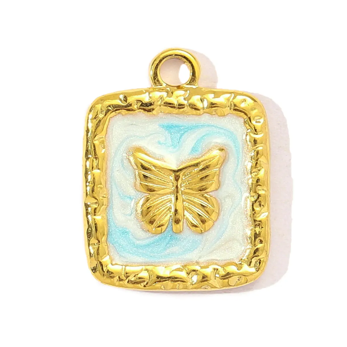 3Pcs/Lot Stainless Steel Shell Rhinestone Charm Enamel Butterfly Pendants For DIY Making Necklace Fashion Jewelry Accessory