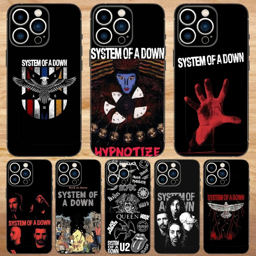 System of a Down Band Phone Case For iPhone15,14,13,12,11,Pro,Max,Plus,Mini,X,XS,XR,8,7,6,S,Plus,SE Soft Black Case