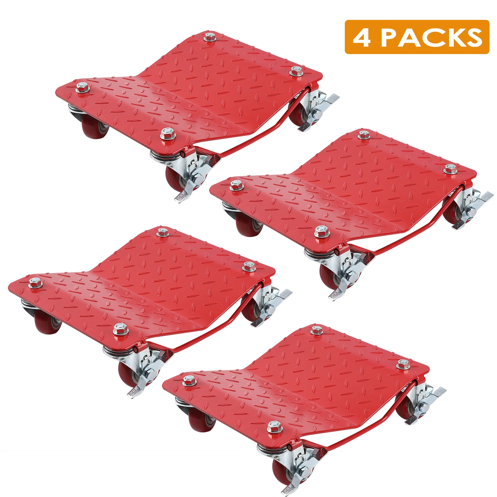 

4 Sets Car Dolly,6000LBS Capacity Wheel Dolly, Heavy Duty Tire Cart Moving Cars with 360° Rotational Wheel, Red