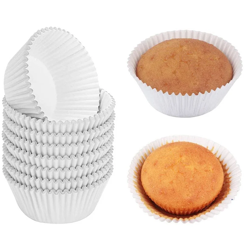 Mini White Paper Cups for Cake, Cupcake Liner, Baking Muffin Box, Cup Case, Tray Cake Mold, Kitchen Pastry Tools, 100Pcs