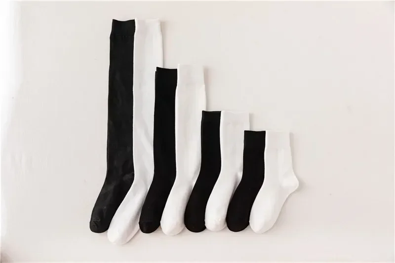 13-18 Years Old Girl\'s Black and White Calf Socks Female Spring and Autumn  High Socks and Knee Socks Pile  Lolita Socks