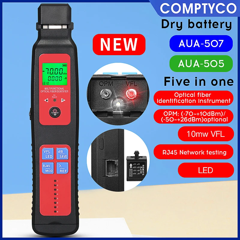 MAYTO  Five in one AUA-507/505 Five in one Optical Fiber Identifier +10MW VFL + LED light and RJ45 Network testing