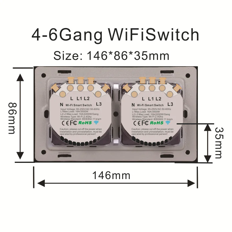 Imagem -06 - Wifi Interruptor Inteligente com Vidro Touch Panel Interruptor de Parede Tuya Ewelink App Alexa Google Gang Gang Gang