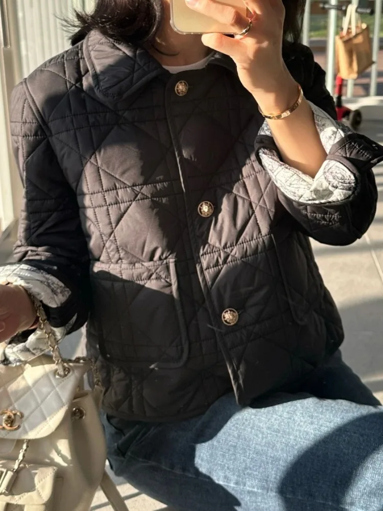 ملابس خارجية نسائية من Faionable ort Cotton Jaet ذات ياقة مرصعة بالألماس وزر واحد ومتعددة الاستخدامات للنساء