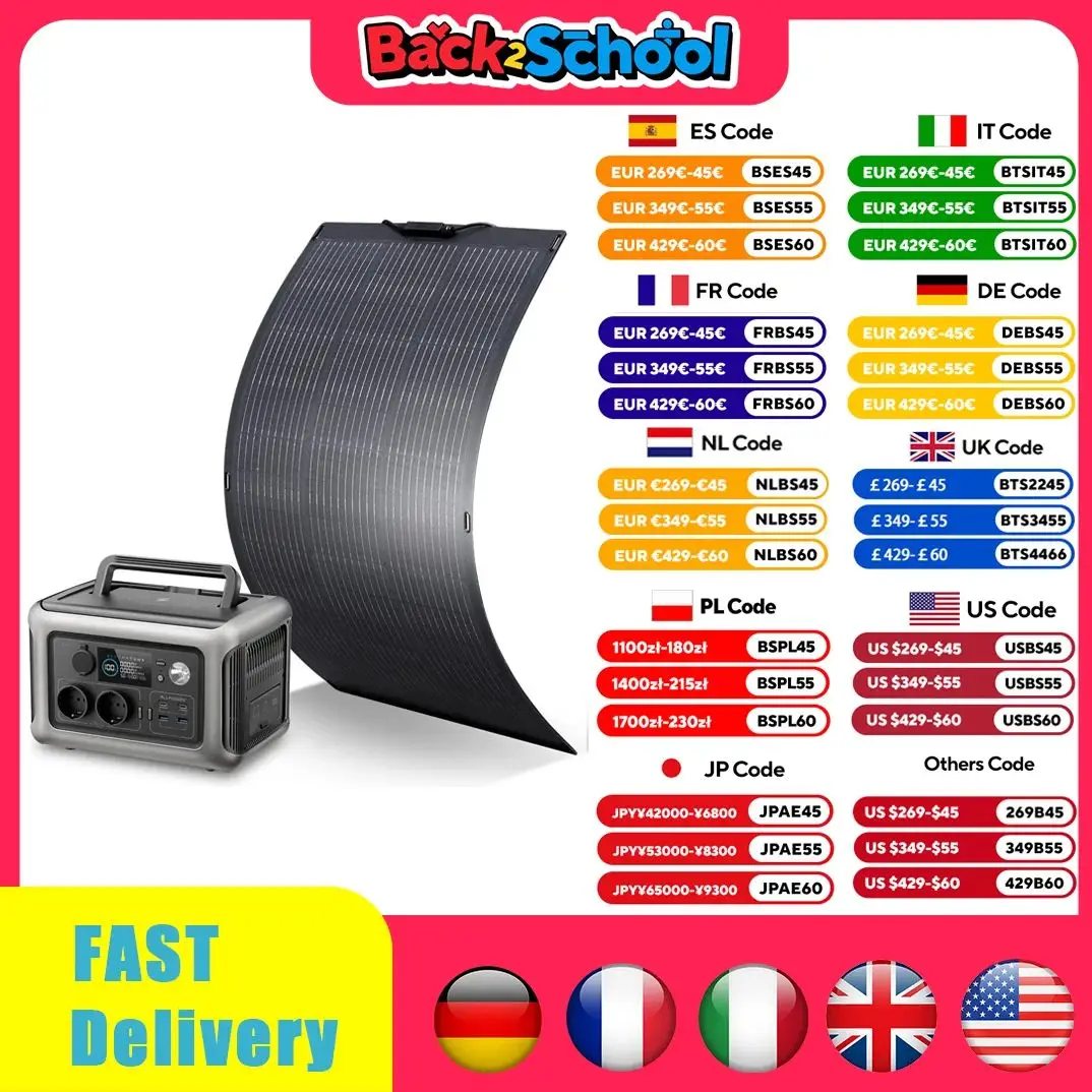 ALLPOWERS R600 Powerstation con Solarpanel 100W, batteria LiFePO4 299Wh generatore da campeggio 600W alimentatore per camper di Backup domestico