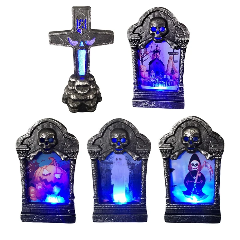 Halloween Tombstone Decorations LED Light Up for Halloween Party Glowing Supplies Haunted House Graveyard Outdoor Indoor Decor