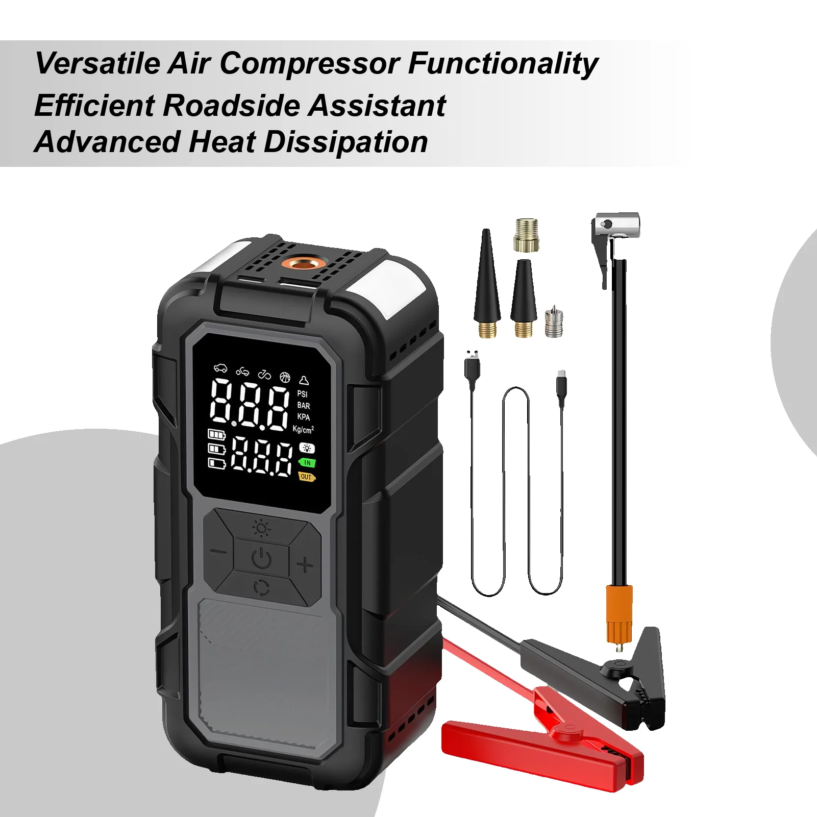 

Jump Starter For Car Cold Winter LED Light Power Bank Battery Jump Starter For Outdoors For Inflating Tires Long Trips Urban