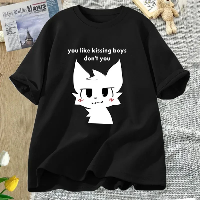 Boykisser متعة فروي ميمي تي شيرت ثنائي الجنس LGBTQ فخر تي شيرت عادية تقبيل المرأة تي شيرت الملابس القوطية الشارع تي شيرت