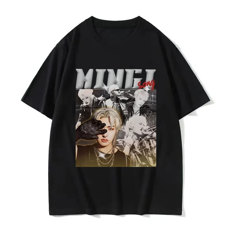 

Korean Ateez MINGI Graphic T Shirt Unisex Hip Hop Retro Fashion Short Sleeve T-shirts Casual Oversized Cotton T-shirt Streetwear