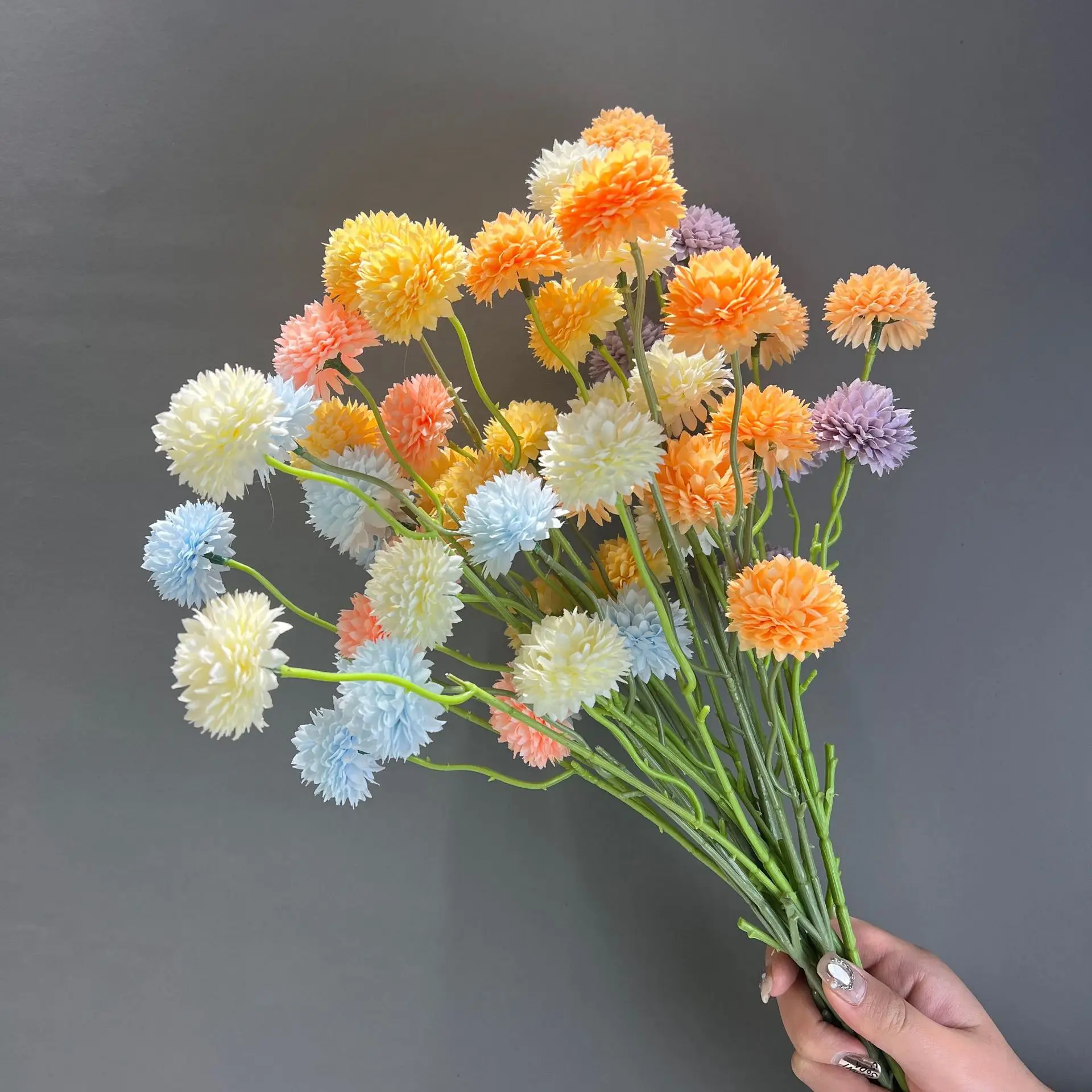 Simulation 5 Head Dandelion Wedding Living Room Decoration Mini Table Tennis Chrysanthemum Silk Flower Autumn Color Spring Onion