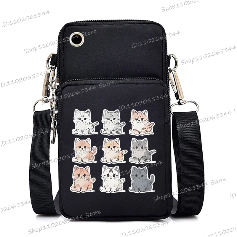 2024 Zipper Small Crossbody Bags Cartoon Anime Cat Women's Shoulder Purses and Handbags Girls Fashion Animal Mobile Phone Bag image 5