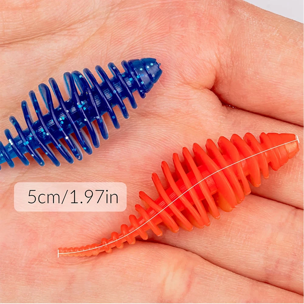 

5pcs Fishing Lures Soft Worm 50mm 1.97in Wobbler Silicone Soft Lure For Drop Shot Rig Artificial Bait For Bass Pike Carp Fishing