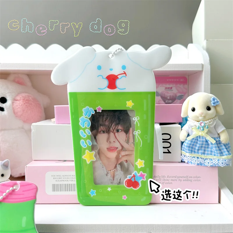 kawaii Bottle Drink Shape 3 inch Kpop Photocard Holder Cute Photo Display Card Holder Bag Pendant School Stationery