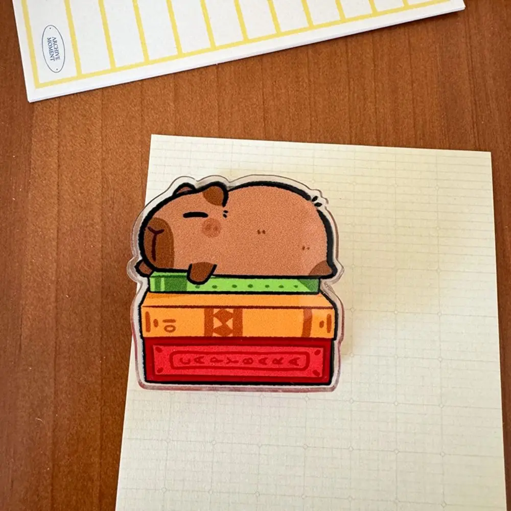 Creative Cute Paper Clip Kawaii Lovely Capybara Acrylic Clip Double Sided Decorative Binding Sealing Clamp Student