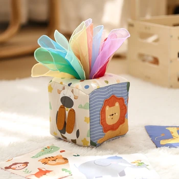 Jouet Montessori pour bébé, boîte à mouchoirs magique, activité d'apprentissage éducatif précoce, jouet sensoriel, exercice des doigts, jeu de société occupé 0-18