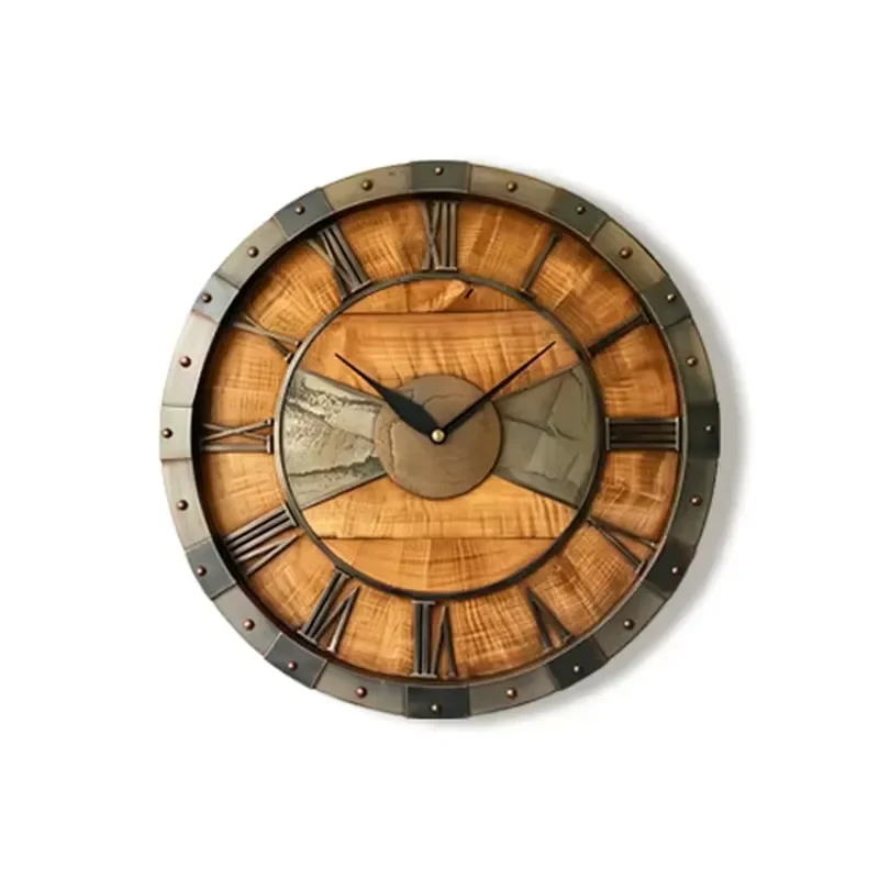 60cm Retro American Style Iron Wall Clock Quiet Quartz Movement Home Decor for Living Room Bedroom Study Hanging Art Piece