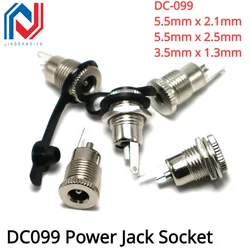 5Pcs DC-099 5.5mmx2.1mm 5.5x2.5mm 3.5x1.3mm DC Power Jack Socket DC099 Female Panel Mount Connector Metal 5.5*2.1 5.5*2.5
